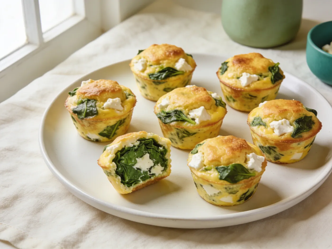 Æggemuffins med spinat og feta