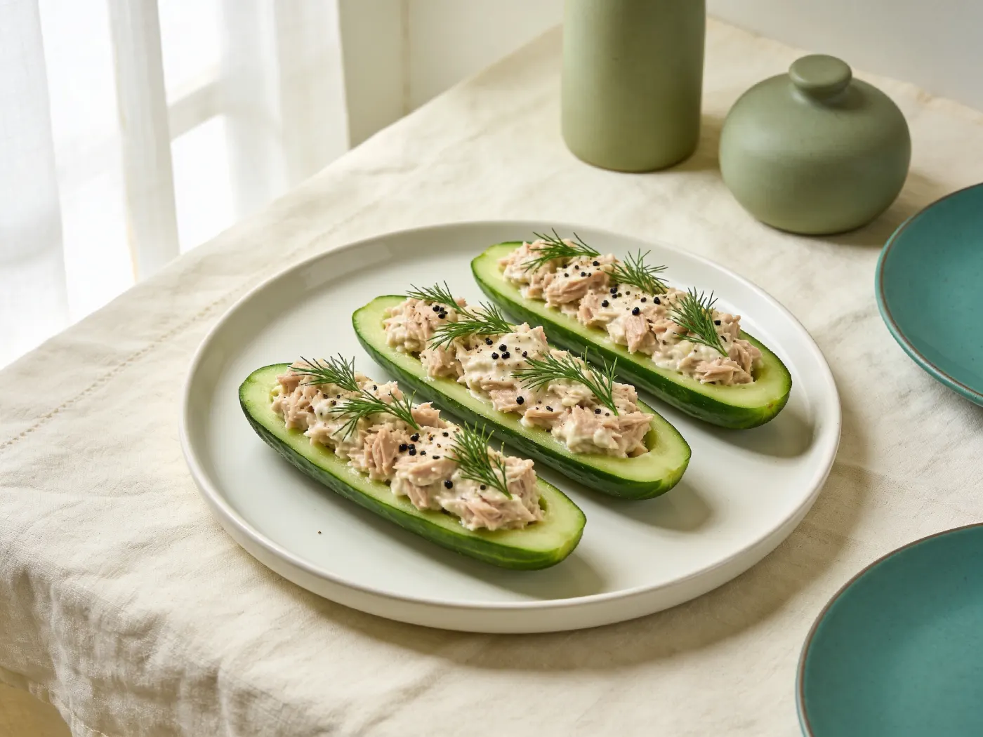 Agurkebåde med tunmousse