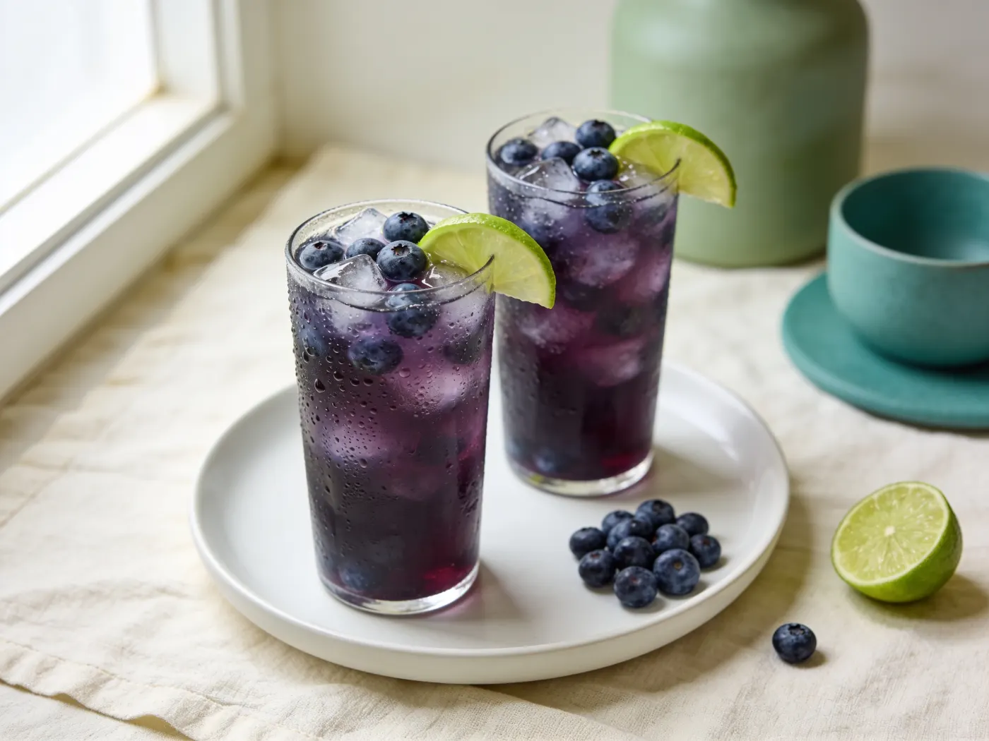 Blåbær-limonade med lime