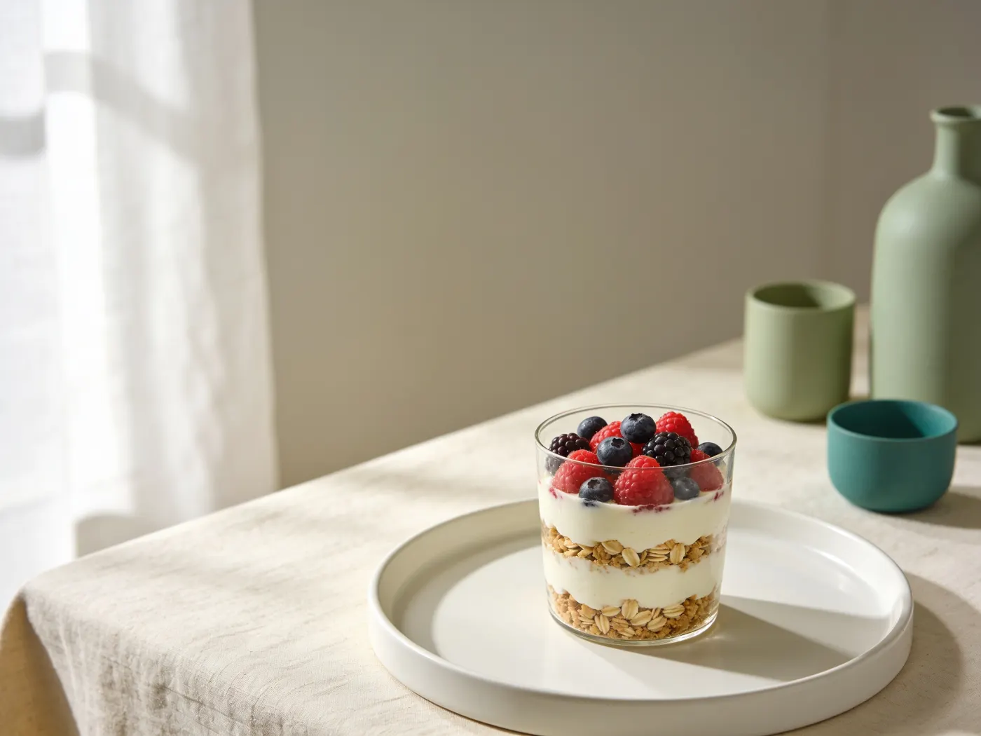 Cheesecake i glas med bær