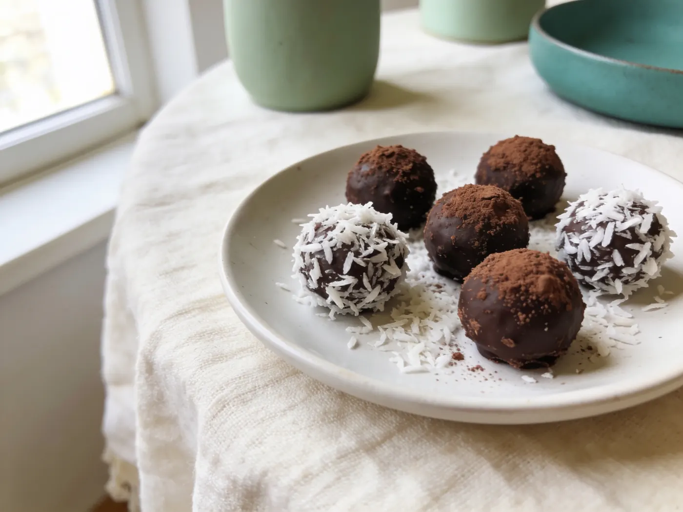 Chokolade-fedtbomber med kokos