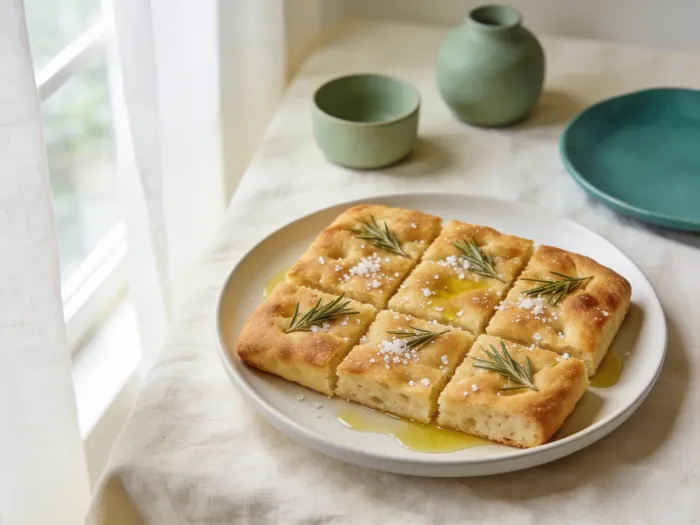 Focaccia med rosmarin og flagesalt