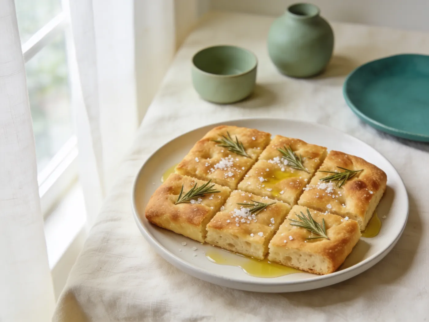 Focaccia med rosmarin og flagesalt