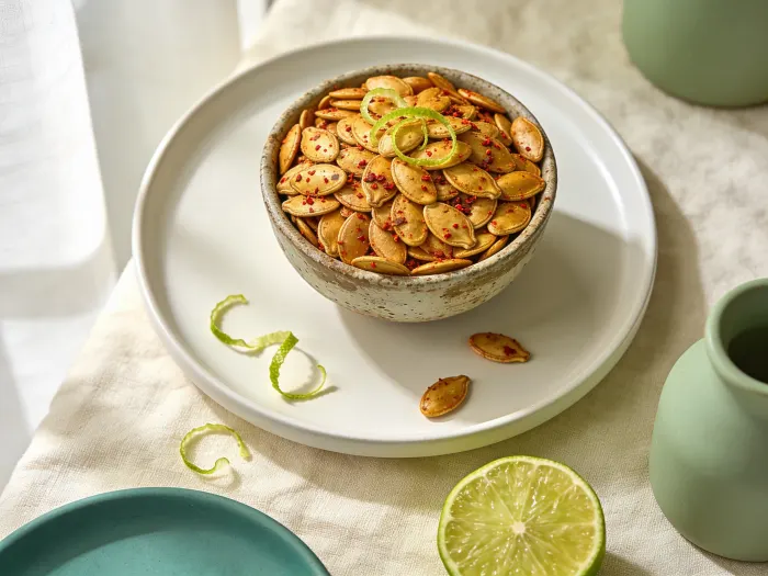 Ristede græskarkerner med chili og lime