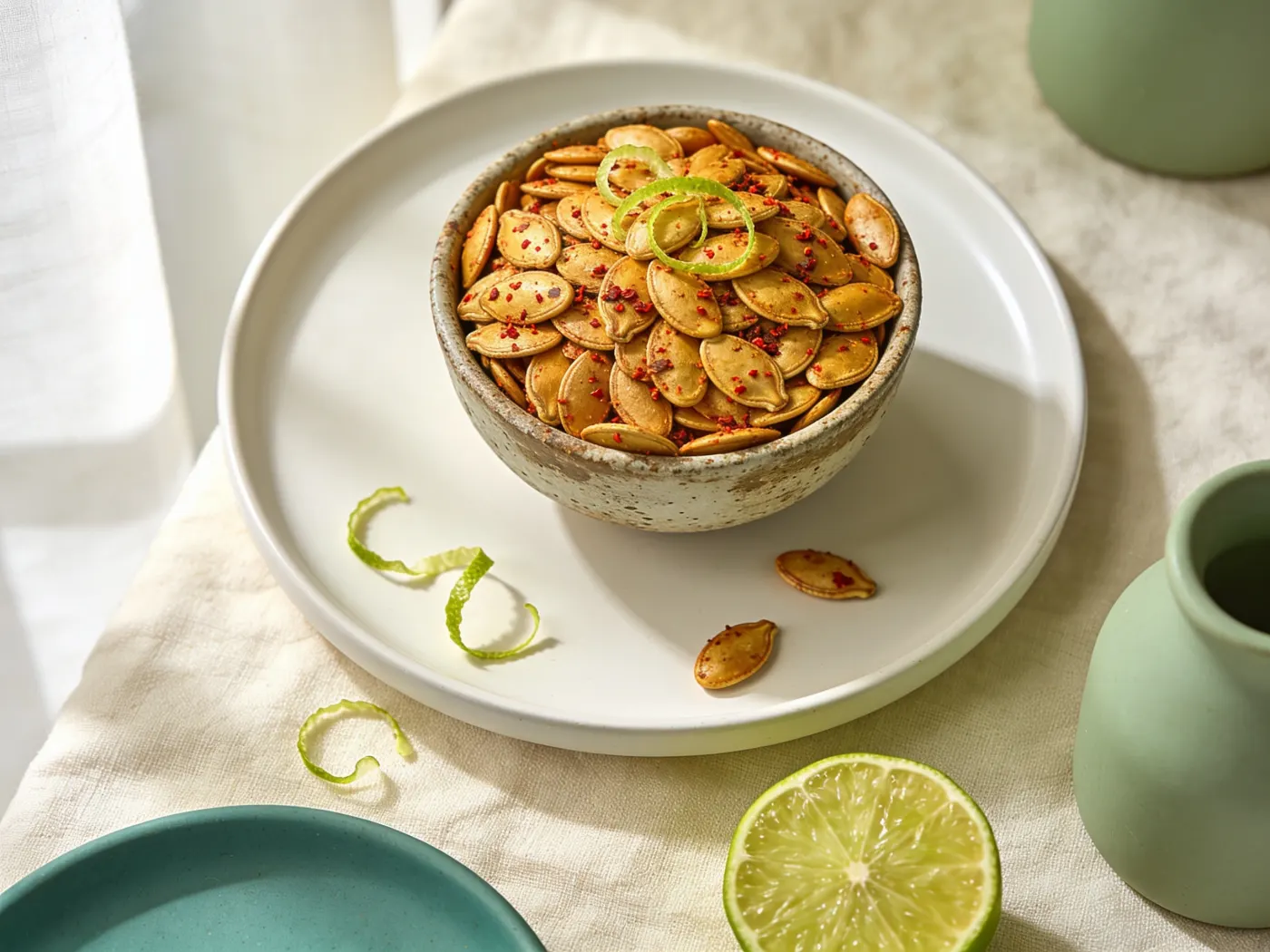 Ristede græskarkerner med chili og lime