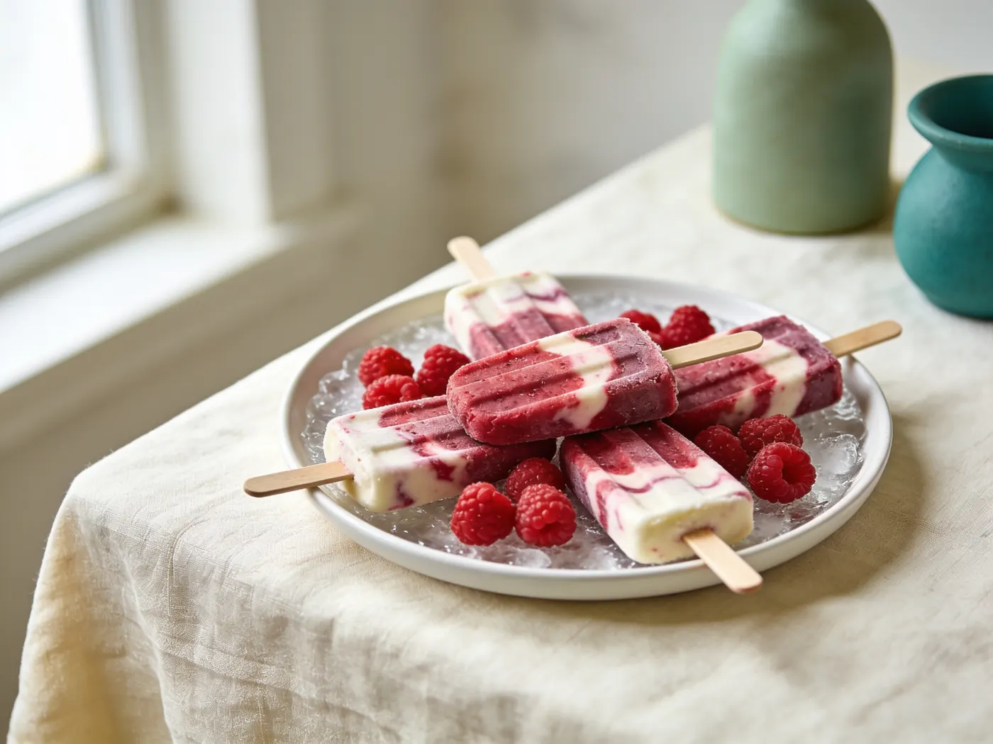 Hindbær-ispinde med yoghurt