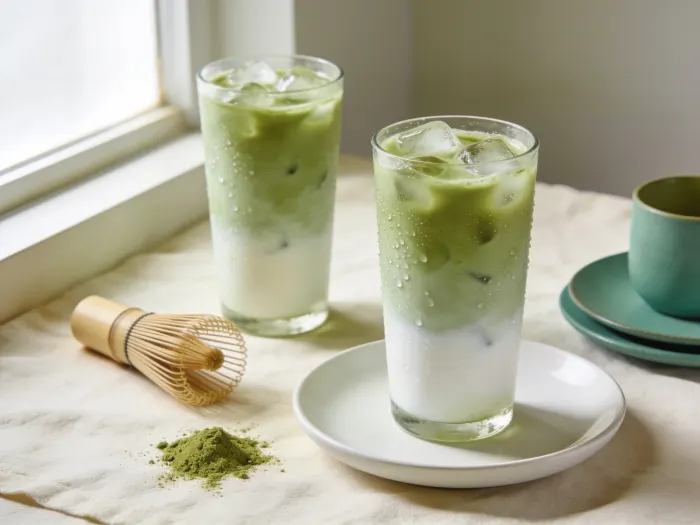 Iskold matcha-latte med kokosmælk