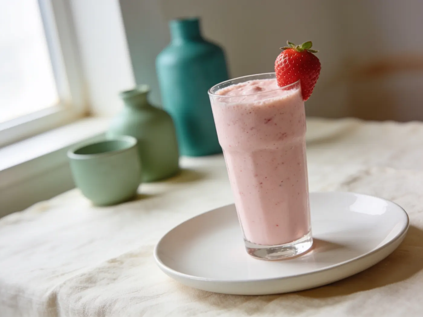 Jordbær-milkshake uden sukker