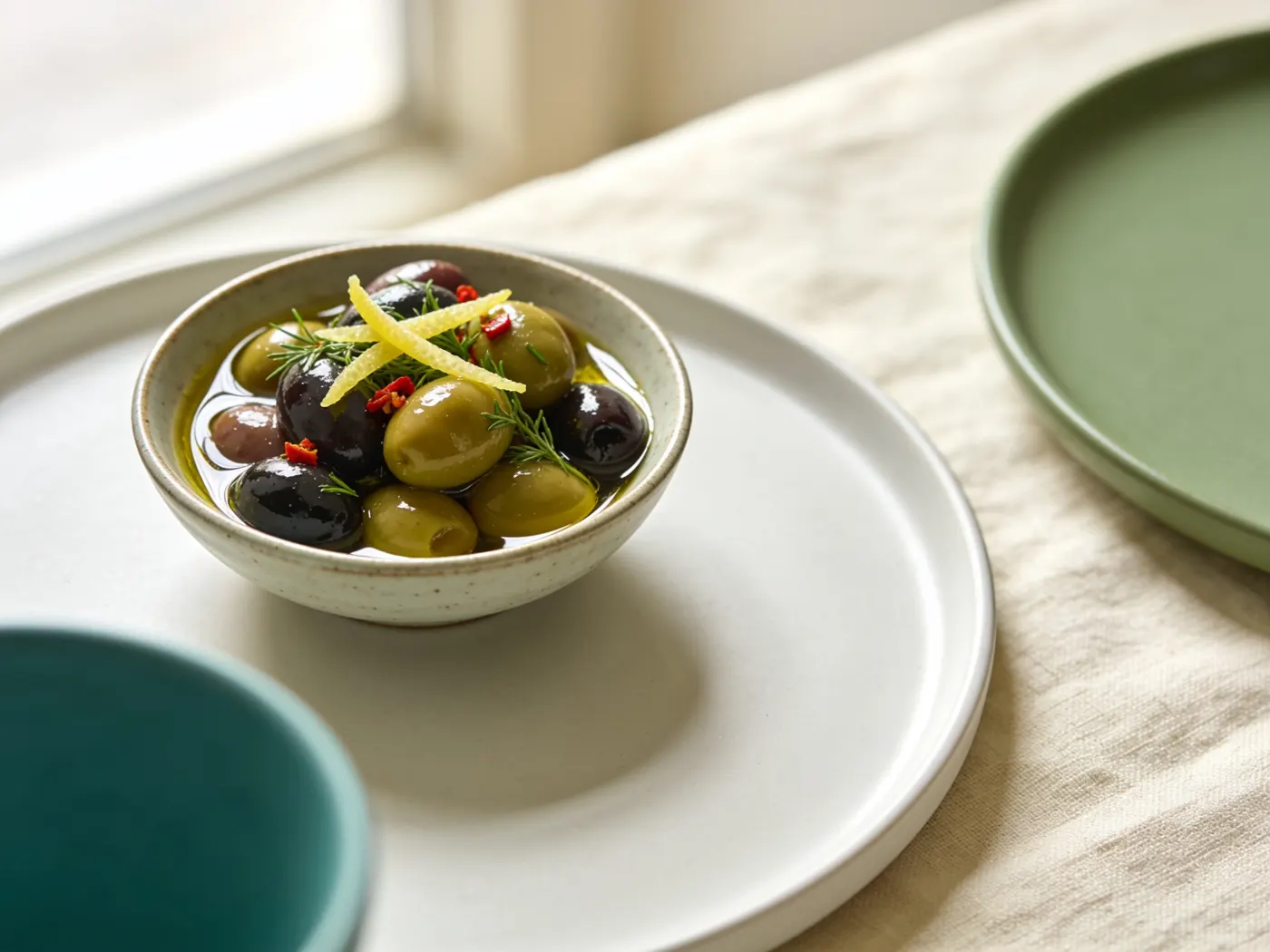 Marinerede oliven med citron og timian