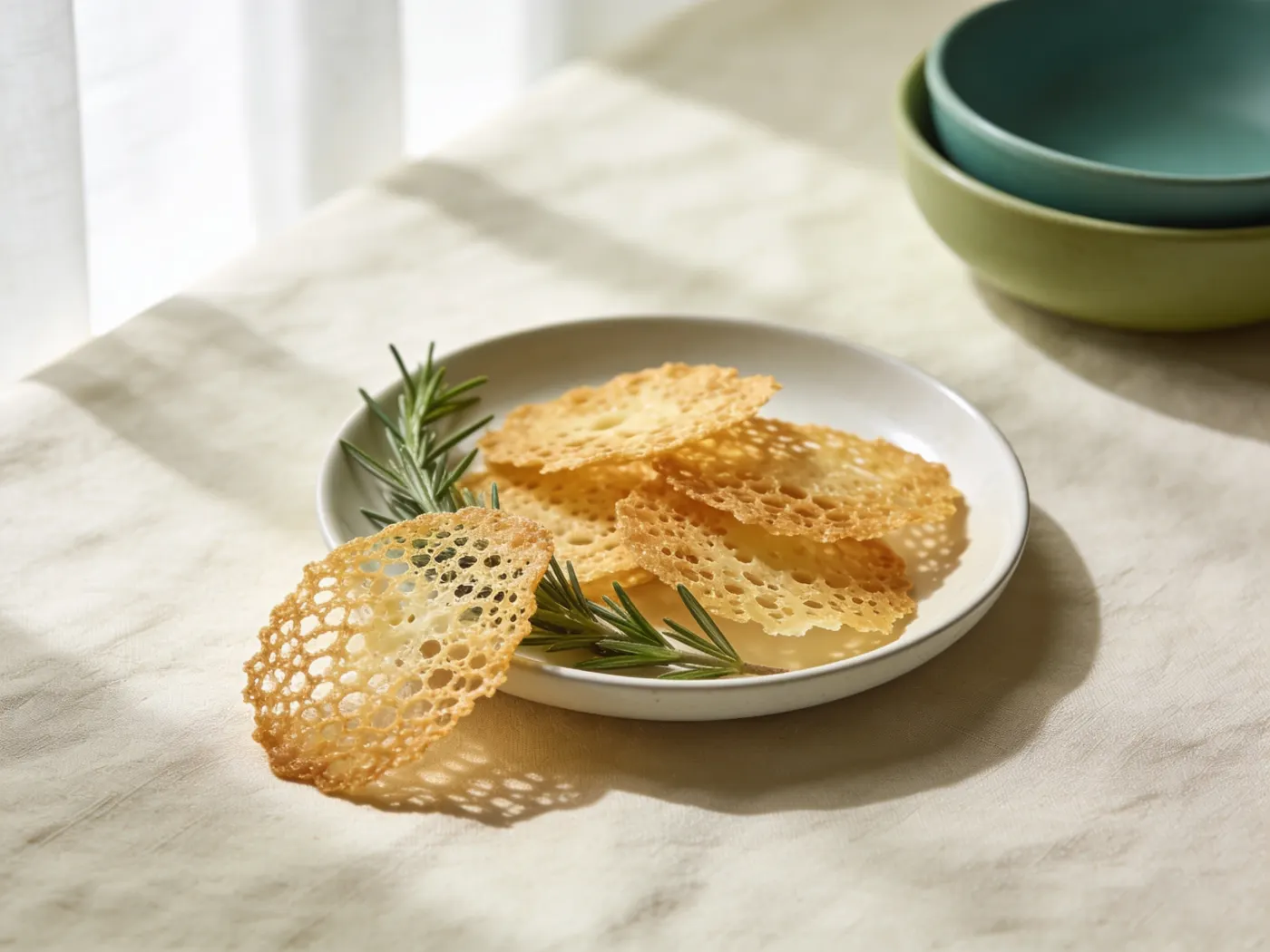 Sprøde parmesanchips med rosmarin
