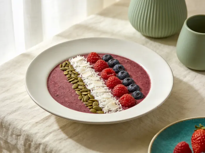 Smoothiebowl med bær og kokos